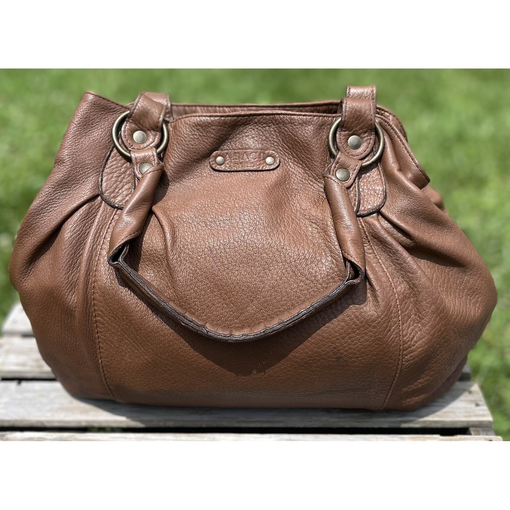 Abaco Paris Shoulder Bag Womens‎ Large Brown Leather France Tote Purse Satchel